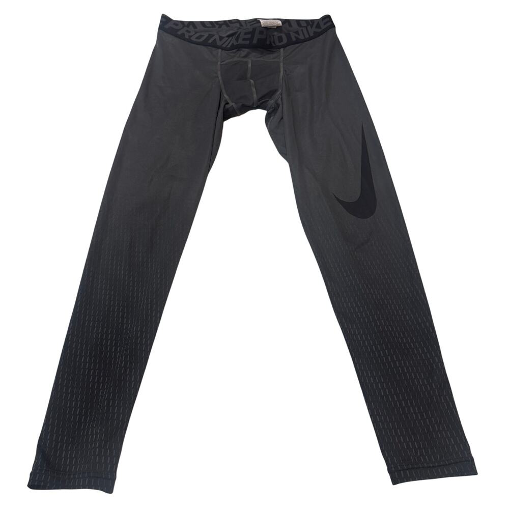 NIKE Pro Mens Compression Tights Leggings Charcoal Graphic Swoosh Size Large L